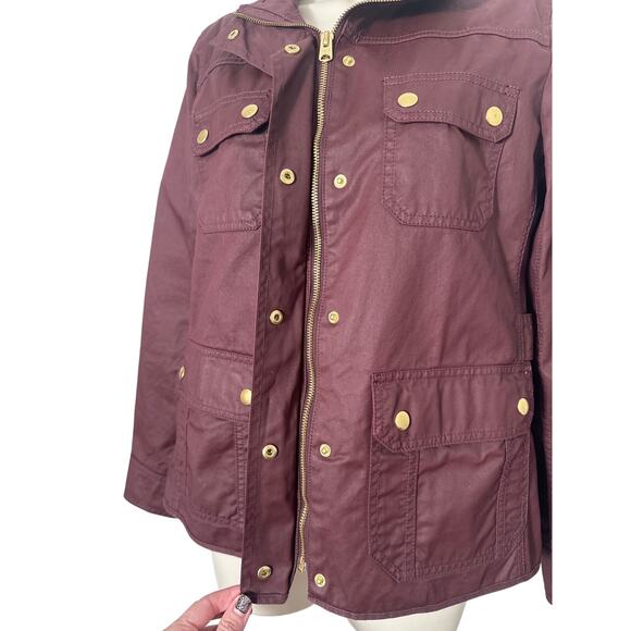 J. Crew Downtown Field Waxed Utility Jacket Wine 19034 Size S - Picture 8 of 11
